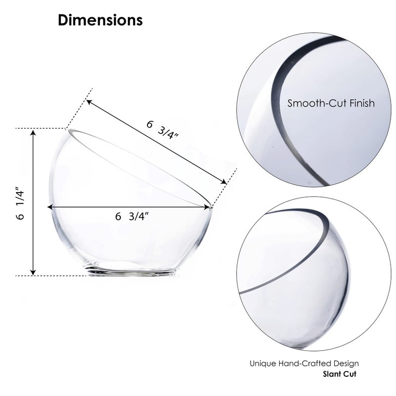 CYS EXCEL Glass Slant Cut Bubble Bowl (H-6" W-7") Clear Flower Vase Globe Bowl Terrarium Round Planter Decorative Centerpiece - Image 2